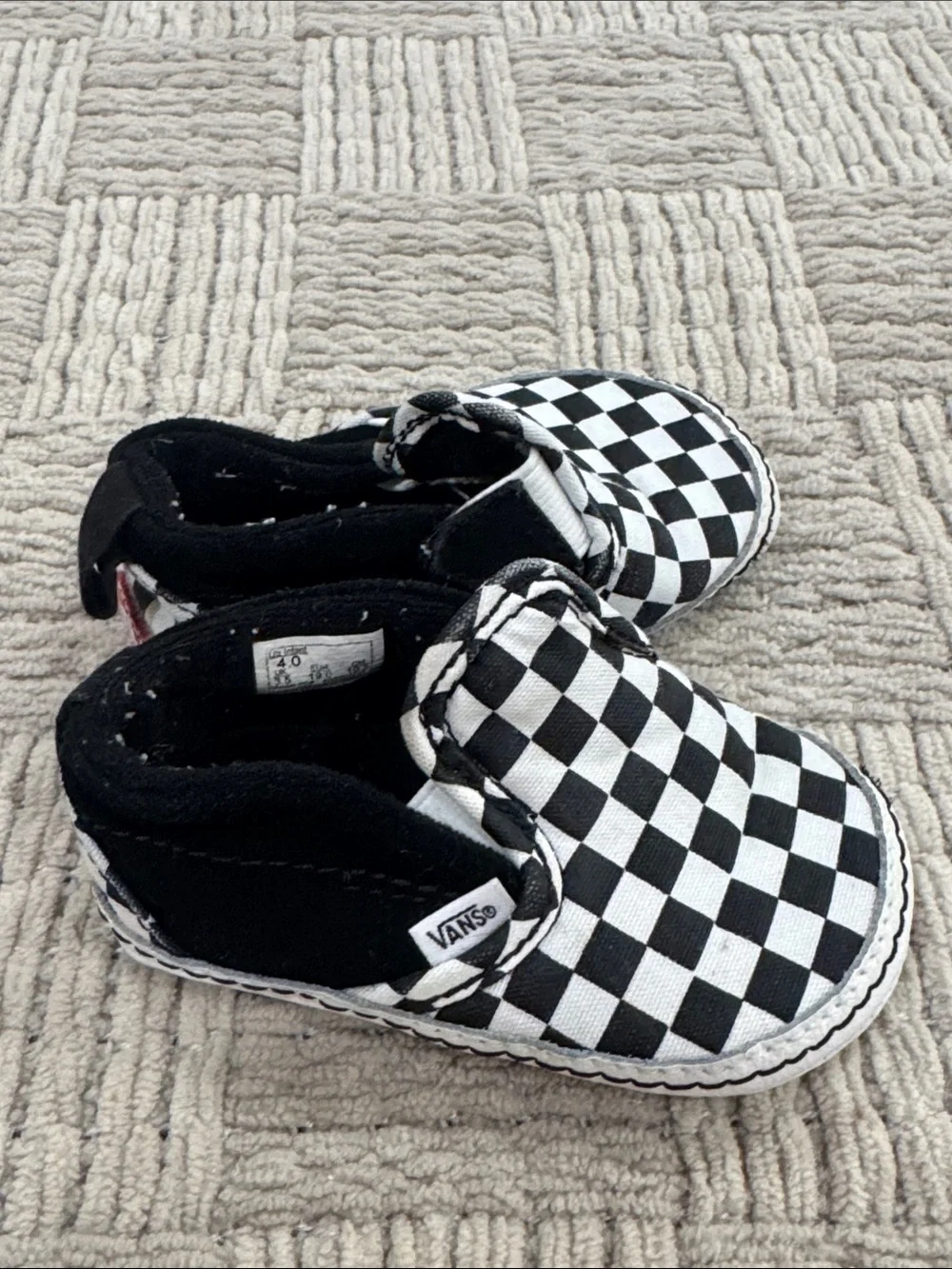 Vans Baby Checkerboard Slip-On Shoes - Black/White